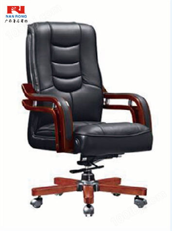 【南荣家具】班椅NRH2035西皮老板椅商务大班椅实木办公椅可升降转椅电脑椅